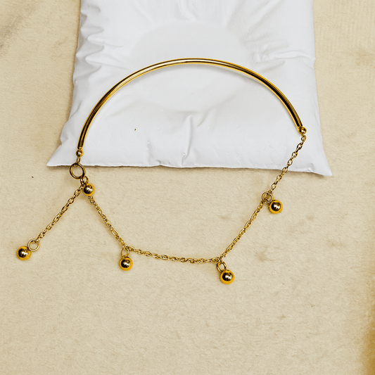 Gold Ball Charm Half Bangle Bracelet - Jewelry - 18k Gold Plated Waterproof Jewellery - Collection 9