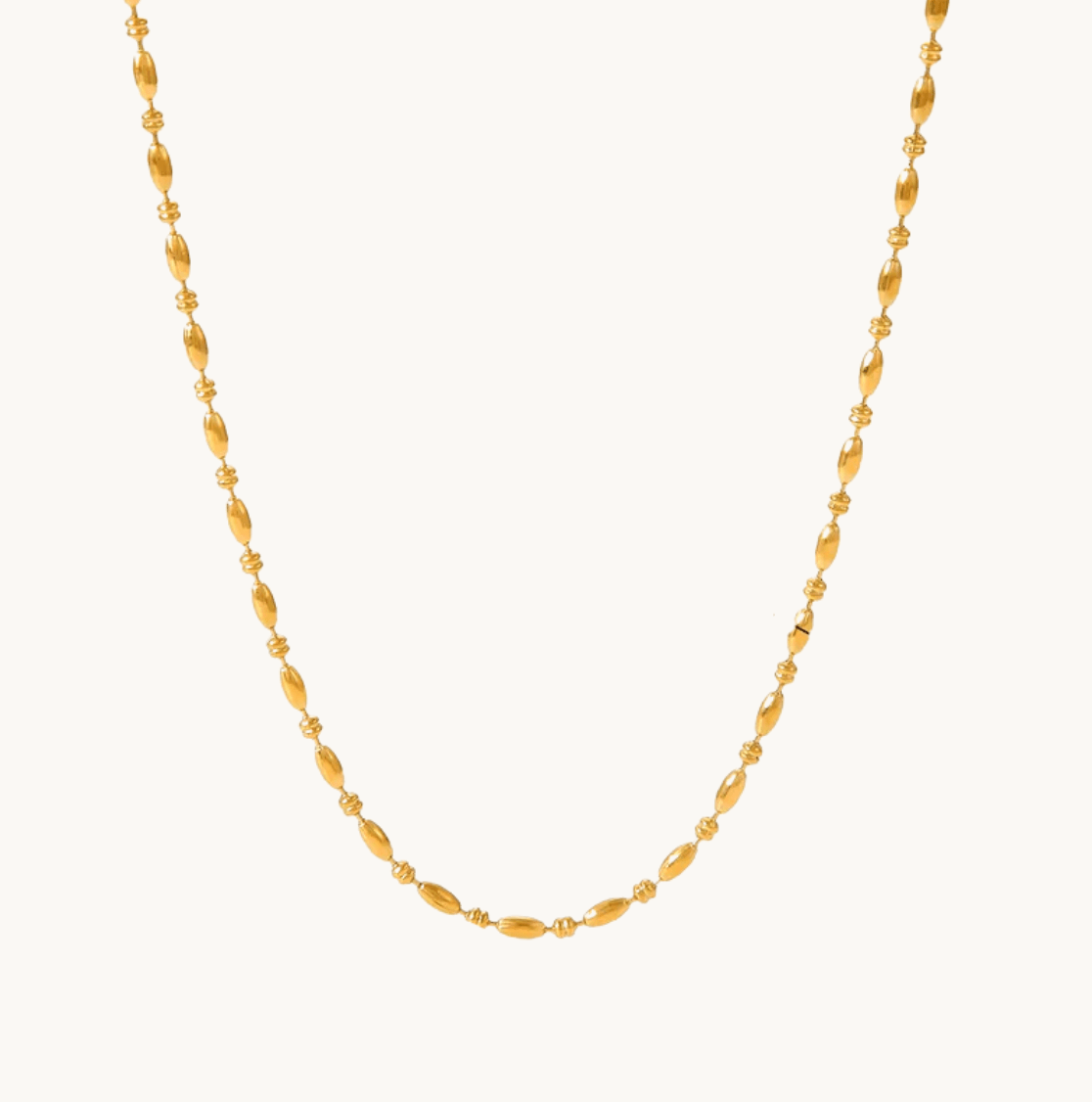 Gold Beaded Chain - Necklace - 18k Gold Plated Waterproof Jewellery - Collection 9