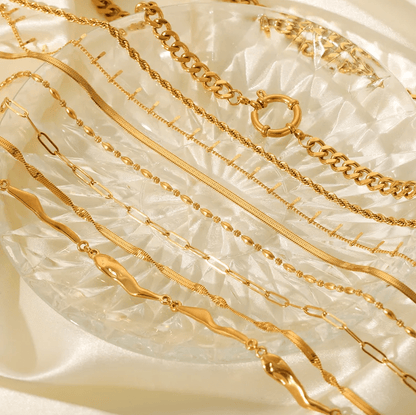 Gold Beaded Chain - Necklace - 18k Gold Plated Waterproof Jewellery - Collection 9