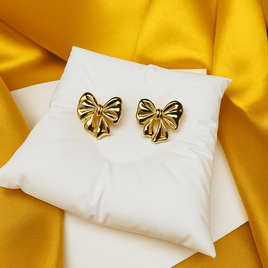 Gold Bow Earrings - Earrings - 18k Gold Plated Waterproof Jewellery - Collection 9