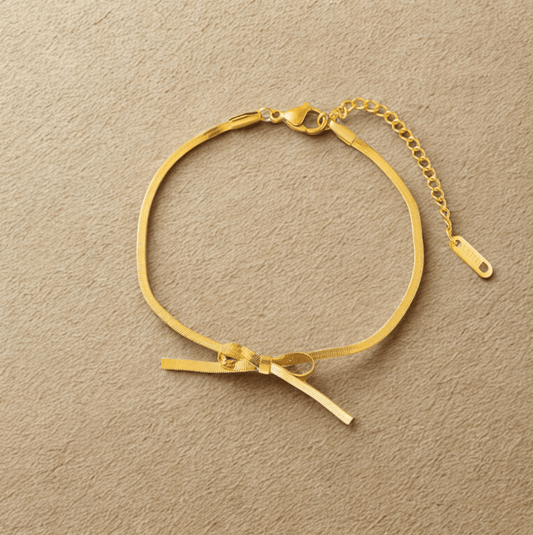 Gold Bow Snake Chain Bracelet - Jewelry - 18k Gold Plated Waterproof Jewellery - Collection 9