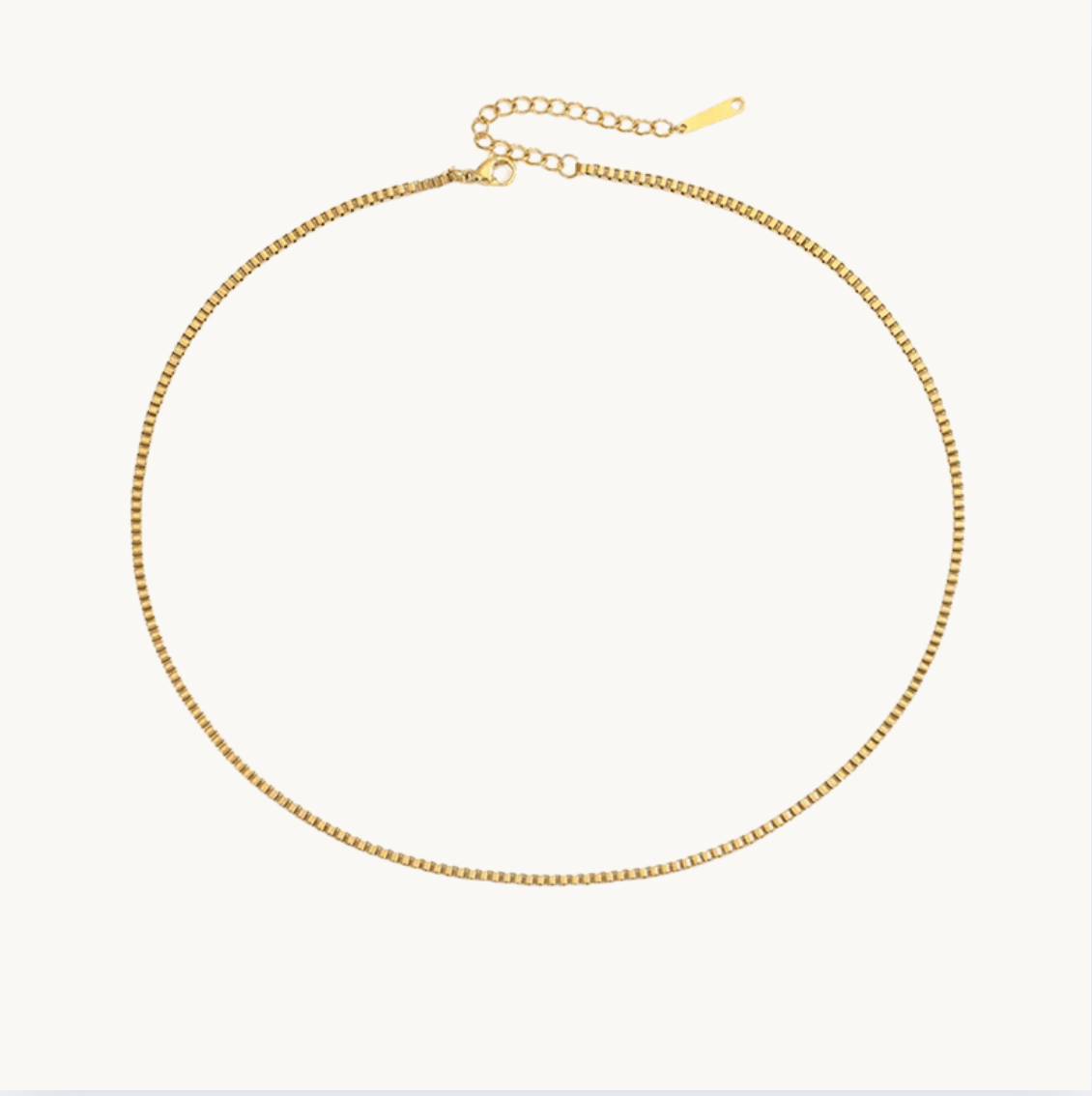 Gold Box Chain - Necklace - 18k Gold Plated Waterproof Jewellery - Collection 9