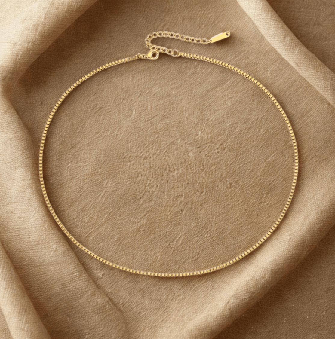 Gold Box Chain - Necklace - 18k Gold Plated Waterproof Jewellery - Collection 9