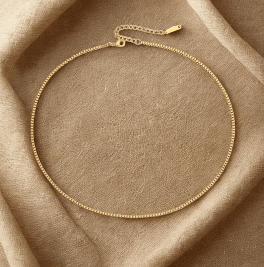 Gold Box Chain - Necklace - 18k Gold Plated Waterproof Jewellery - Collection 9