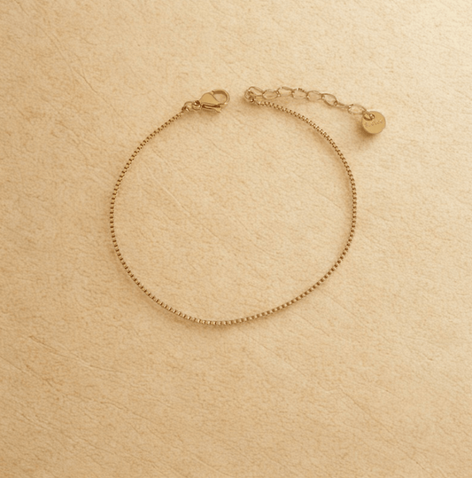 Gold Box Chain Bracelet - Jewelry - 18k Gold Plated Waterproof Jewellery - Collection 9