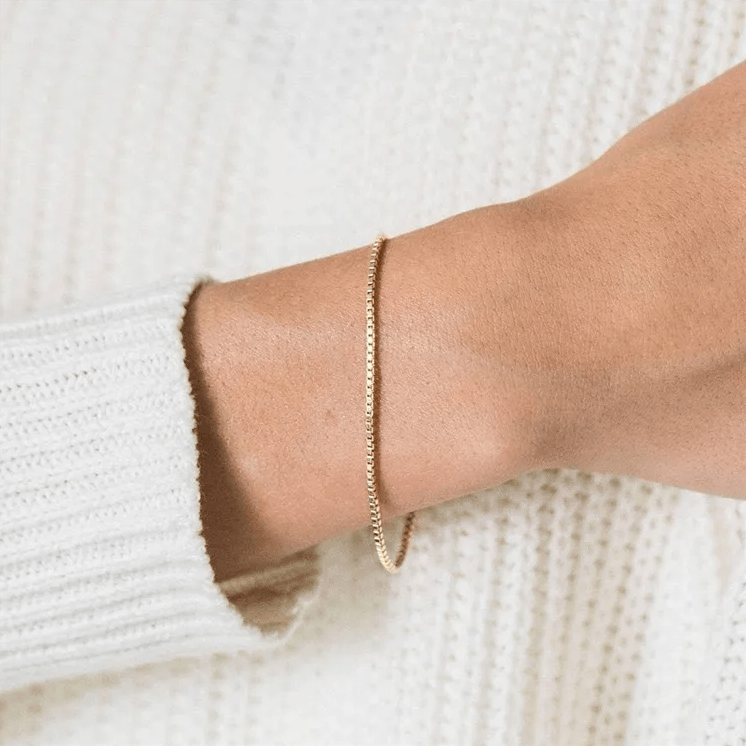 Gold Box Chain Bracelet - Jewelry - 18k Gold Plated Waterproof Jewellery - Collection 9