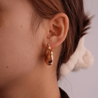 Gold Big Bubble Dome Hoop Earrings - - 18k Gold Plated Waterproof Jewellery - Collection 9