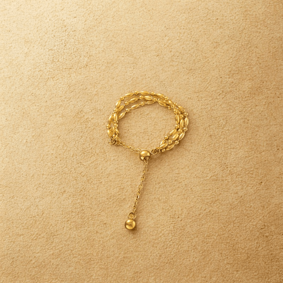 Gold Chain Adjustable Ring - Jewelry - 18k Gold Plated Waterproof Jewellery - Collection 9