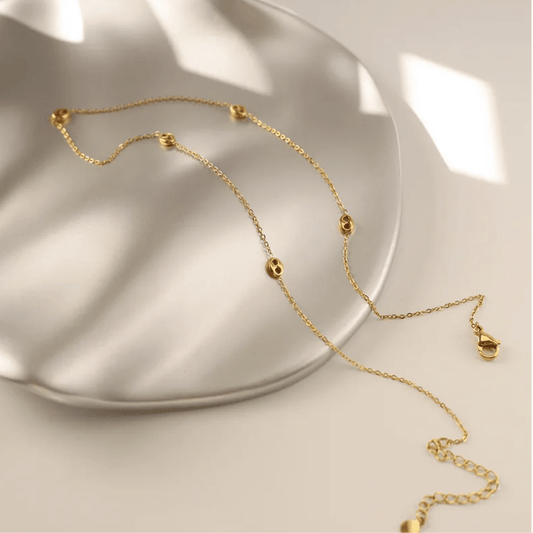 Gold Chain with Bead Accents - Necklace - 18k Gold Plated Waterproof Jewellery - Collection 9
