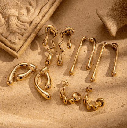Gold Chunky Chain Drop Stud Earrings - Earrings - 18k Gold Plated Waterproof Jewellery - Collection 9