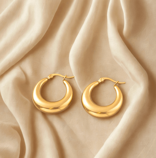 Gold Chunky Hoop Earrings - Jewelry - 18k Gold Plated Waterproof Jewellery - Collection 9
