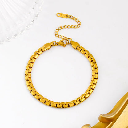 Gold Chunky Wide Box Chain Bracelet - Bracelets - 18k Gold Plated Waterproof Jewellery - Collection 9