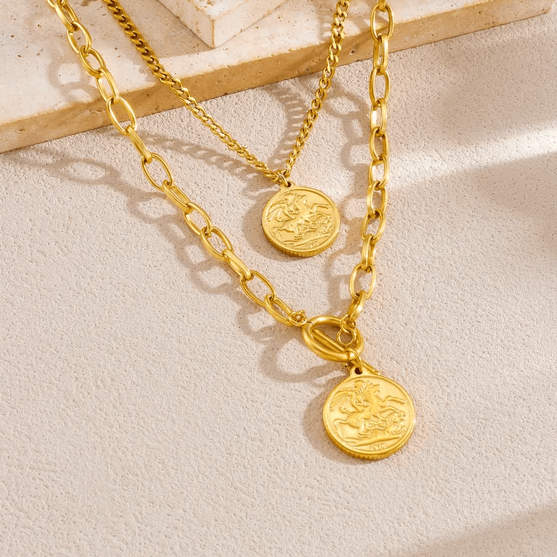 Gold Coin Layered Necklace - Necklace - 18k Gold Plated Waterproof Jewellery - Collection 9