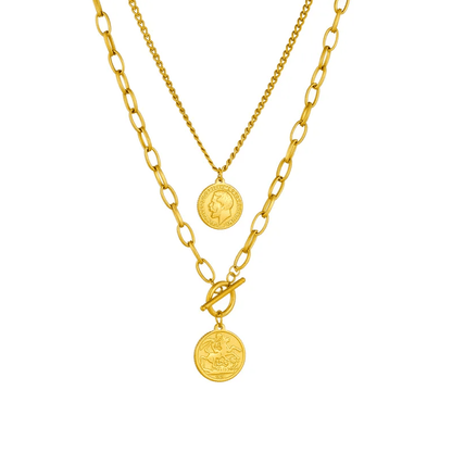 Gold Coin Layered Necklace - Necklace - 18k Gold Plated Waterproof Jewellery - Collection 9