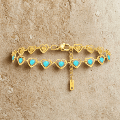 Gold Colorful Flower Heart Charm Bracelet - Jewelry - 18k Gold Plated Waterproof Jewellery - Collection 9