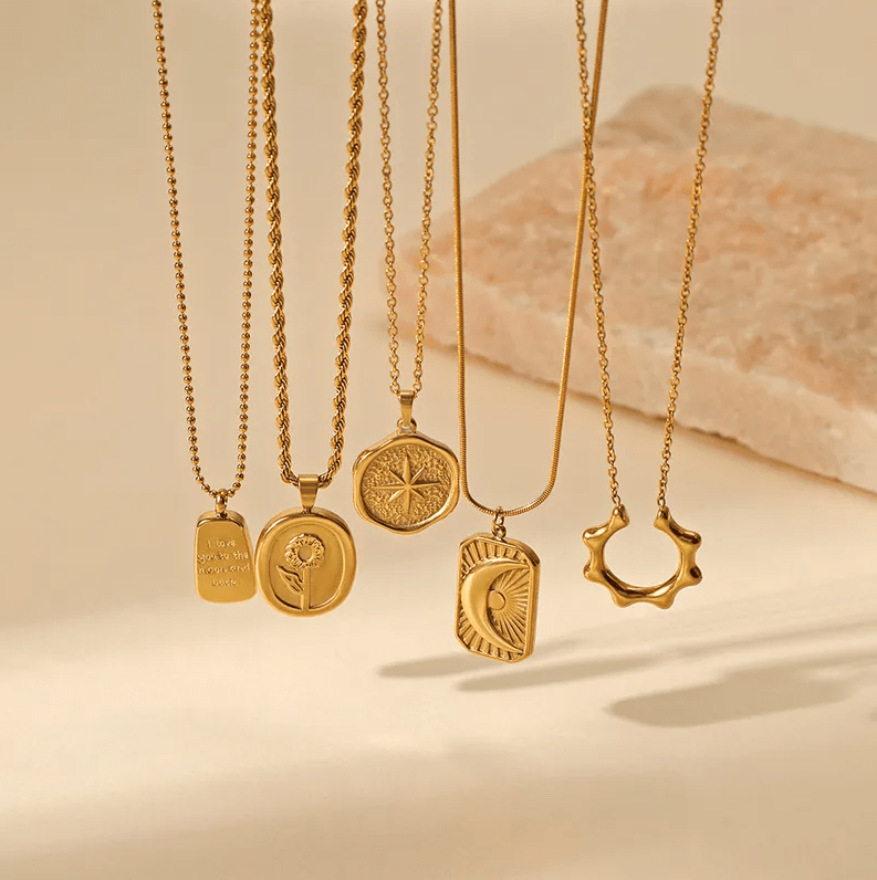 Gold Compass Star Medallion Necklace - Jewelry - 18k Gold Plated Waterproof Jewellery - Collection 9