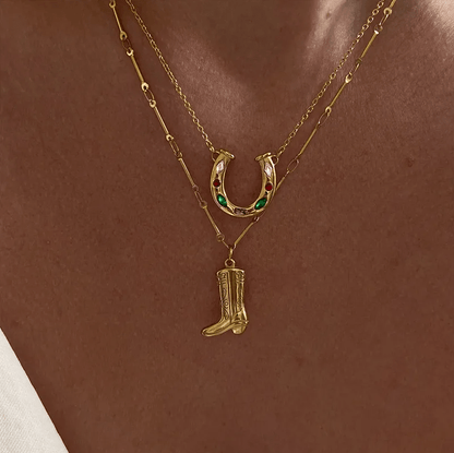Gold Cowboy Boot Chain Necklace - Jewelry - 18k Gold Plated Waterproof Jewellery - Collection 9