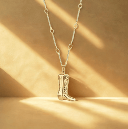 Gold Cowboy Boot Chain Necklace - Jewelry - 18k Gold Plated Waterproof Jewellery - Collection 9