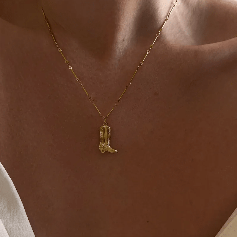 Gold Cowboy Boot Chain Necklace - Jewelry - 18k Gold Plated Waterproof Jewellery - Collection 9