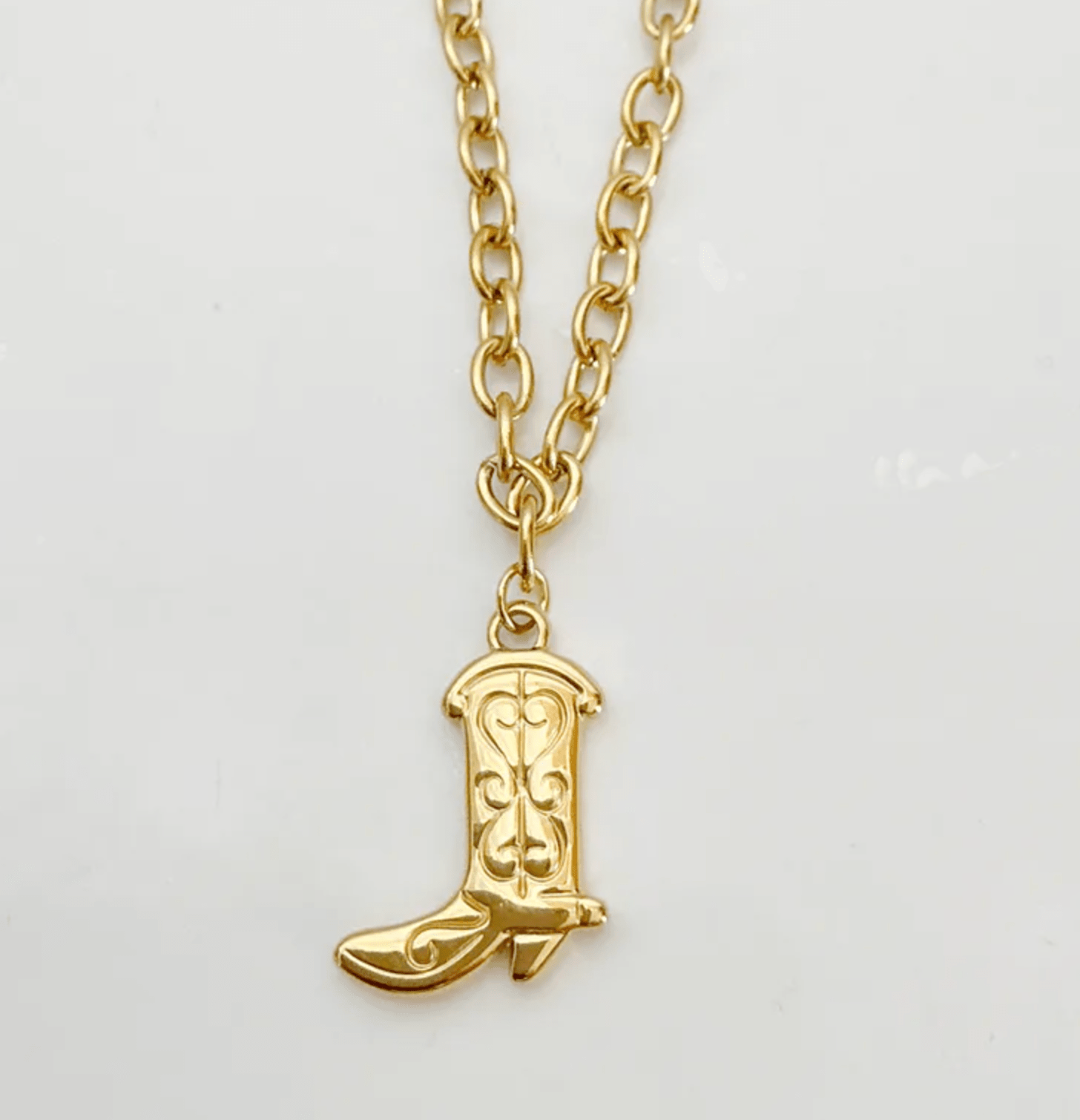 Gold Cowboy Boot Linked Chain Necklace - Necklaces - 18k Gold Plated Waterproof Jewellery - Collection 9