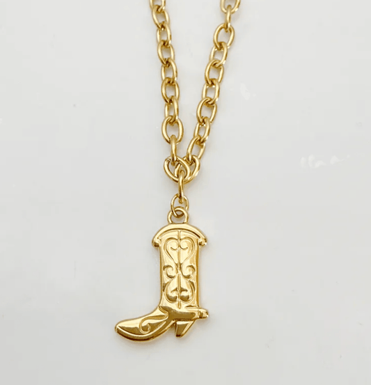 Gold Cowboy Boot Linked Chain Necklace - Necklaces - 18k Gold Plated Waterproof Jewellery - Collection 9