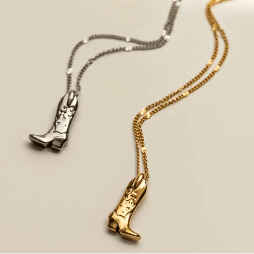 Gold Cowboy Boot Necklace - Necklaces - 18k Gold Plated Waterproof Jewellery - Collection 9