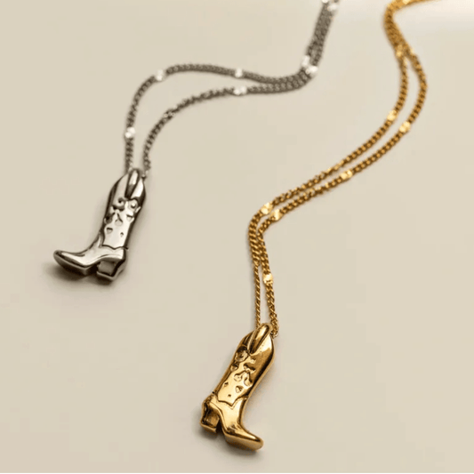 Gold Cowboy Boot Necklace - Necklaces - 18k Gold Plated Waterproof Jewellery - Collection 9