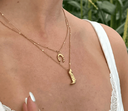 Gold Cowboy Boot Necklace - Necklaces - 18k Gold Plated Waterproof Jewellery - Collection 9
