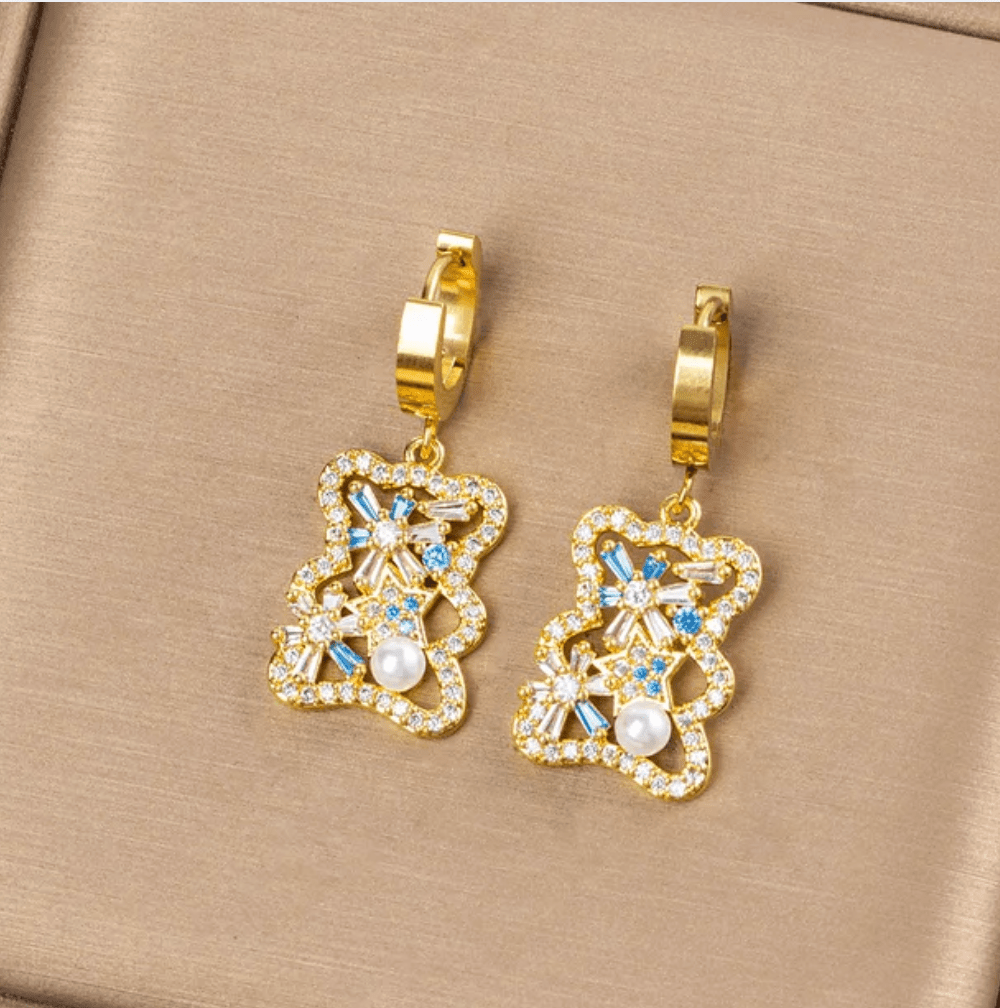 Gold Crystal Bear Clover Jewelry Set - - 18k Gold Plated Waterproof Jewellery - Collection 9