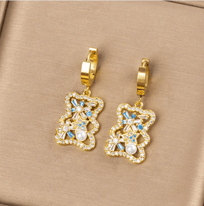 Gold Crystal Bear Clover Jewelry Set - - 18k Gold Plated Waterproof Jewellery - Collection 9