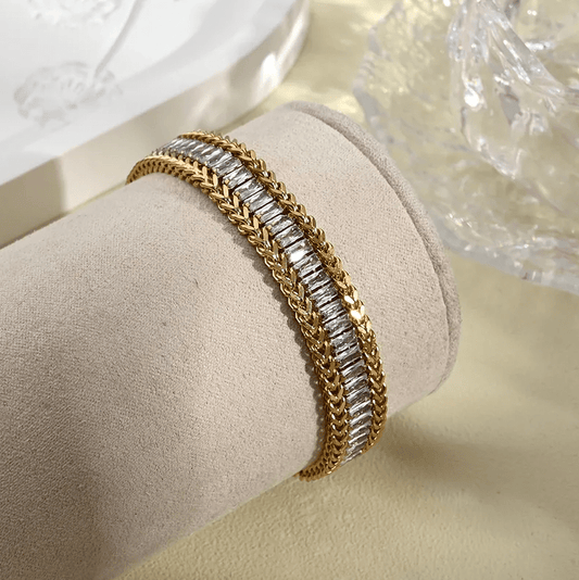 Gold Crystal Chain Bracelet - Jewelry - 18k Gold Plated Waterproof Jewellery - Collection 9