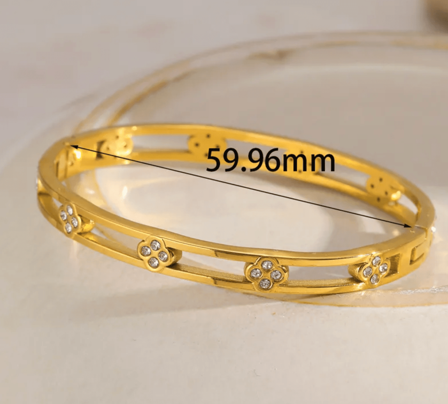 Gold Crystal Double Bar Bangle - Bracelets - 18k Gold Plated Waterproof Jewellery - Collection 9