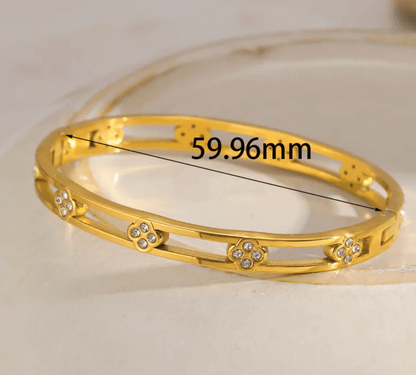 Gold Crystal Double Bar Bangle - Bracelets - 18k Gold Plated Waterproof Jewellery - Collection 9