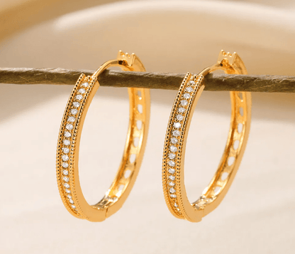 Gold Crystal Huggie Earrings - Earrings - 18k Gold Plated Waterproof Jewellery - Collection 9