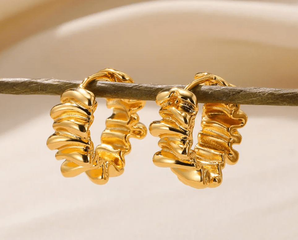 Gold Crystal Huggie Earrings - Earrings - 18k Gold Plated Waterproof Jewellery - Collection 9