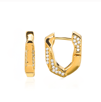 Gold Crystal Huggie Earrings - Earrings - 18k Gold Plated Waterproof Jewellery - Collection 9
