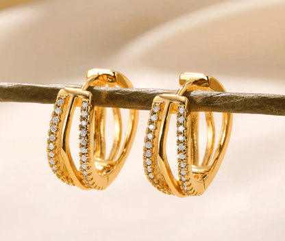 Gold Crystal Huggie Earrings - Earrings - 18k Gold Plated Waterproof Jewellery - Collection 9