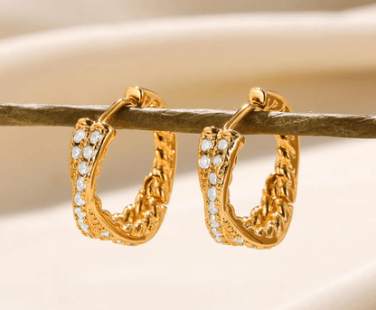 Gold Crystal Huggie Earrings - Earrings - 18k Gold Plated Waterproof Jewellery - Collection 9