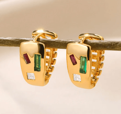 Gold Crystal Huggie Earrings - Earrings - 18k Gold Plated Waterproof Jewellery - Collection 9