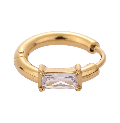 Gold Crystal Huggie Hoop Earring - - 18k Gold Plated Waterproof Jewellery - Collection 9