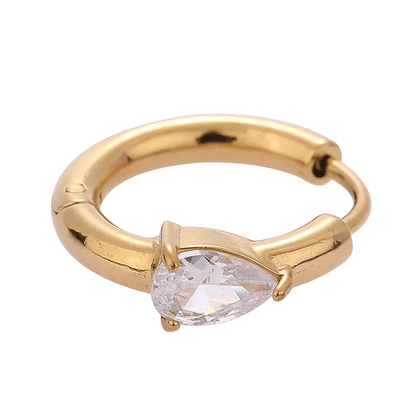 Gold Crystal Huggie Hoop Earring - - 18k Gold Plated Waterproof Jewellery - Collection 9