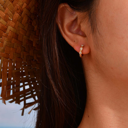 Gold Crystal Huggies Earrings - - 18k Gold Plated Waterproof Jewellery - Collection 9