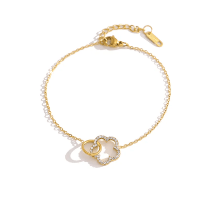 Gold Crystal Interlocked Circles Bracelet - Jewelry - 18k Gold Plated Waterproof Jewellery - Collection 9