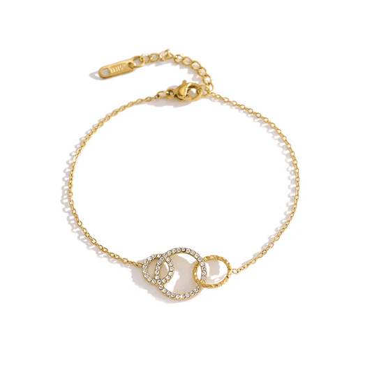 Gold Crystal Interlocked Circles Bracelet - Jewelry - 18k Gold Plated Waterproof Jewellery - Collection 9