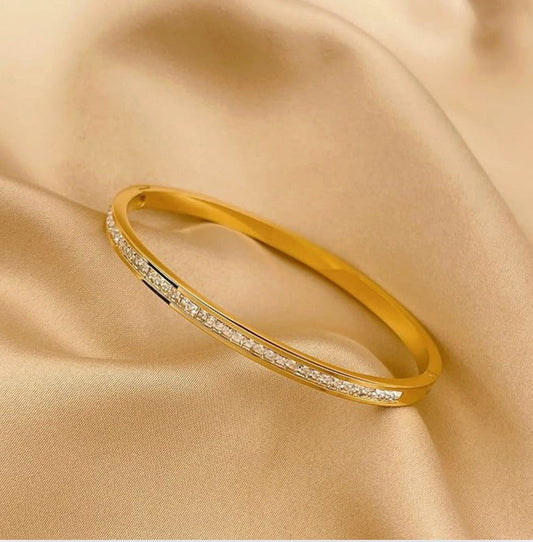 Gold Crystal Rhinestone Bangle - Bracelet - 18k Gold Plated Waterproof Jewellery - Collection 9