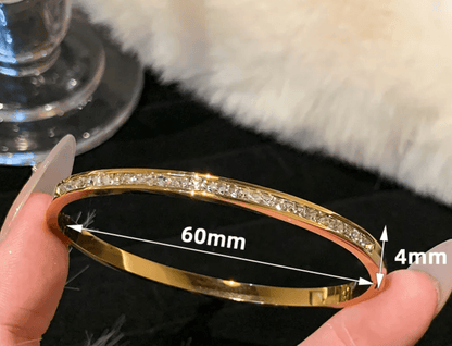 Gold Crystal Rhinestone Bangle - Bracelet - 18k Gold Plated Waterproof Jewellery - Collection 9