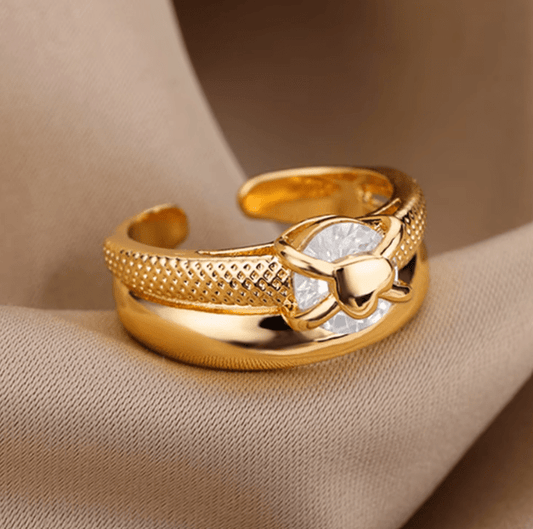 Gold Crystal stone Ring - Rings - 18k Gold Plated Waterproof Jewellery - Collection 9