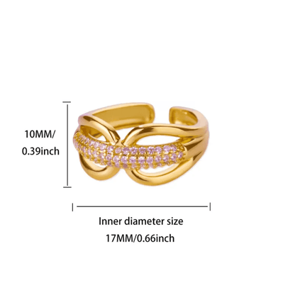 Gold Crystal Twist Open Ring - Ring - 18k Gold Plated Waterproof Jewellery - Collection 9