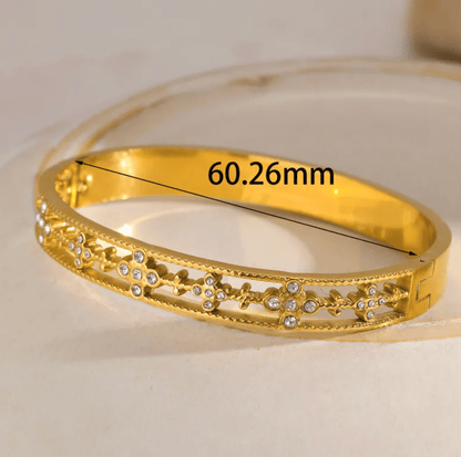 Gold Crystal White stone Bangle - Bracelets - 18k Gold Plated Waterproof Jewellery - Collection 9