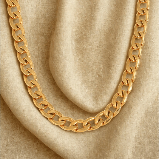 Gold Cuban Link Chain - Necklace - 18k Gold Plated Waterproof Jewellery - Collection 9